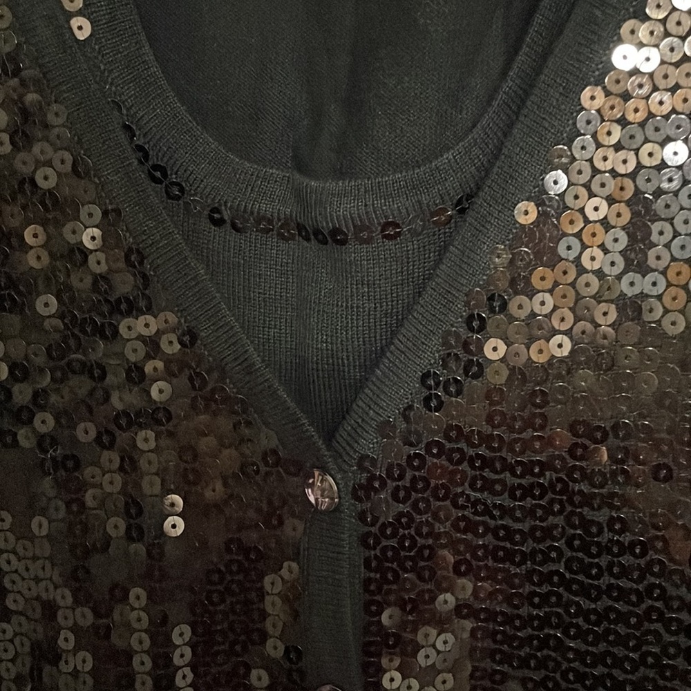 QUACKER Factory SET sequin cardigan and shell set. NWT L Black - Picture 3 of 11